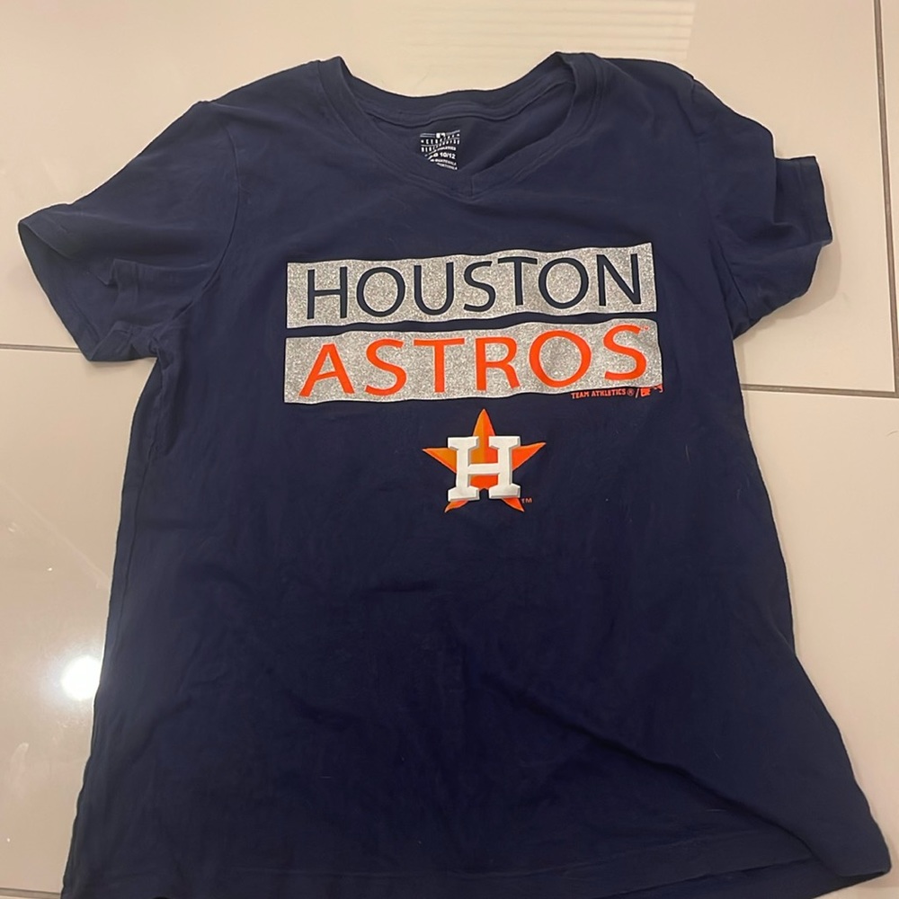 Girls Glitter Houston Astros V-neck tee Size L 10/12